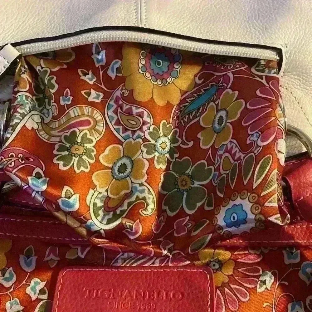 Tignanello pink and white satchel bag